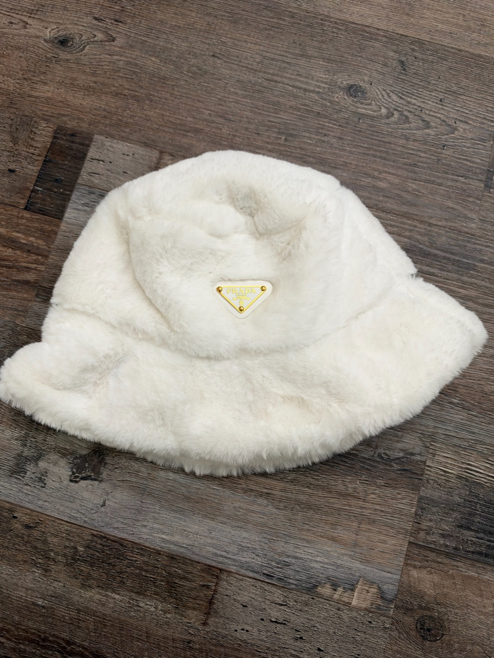 Prada Black Faux Shearling Sherpa Bucket Hat Winter